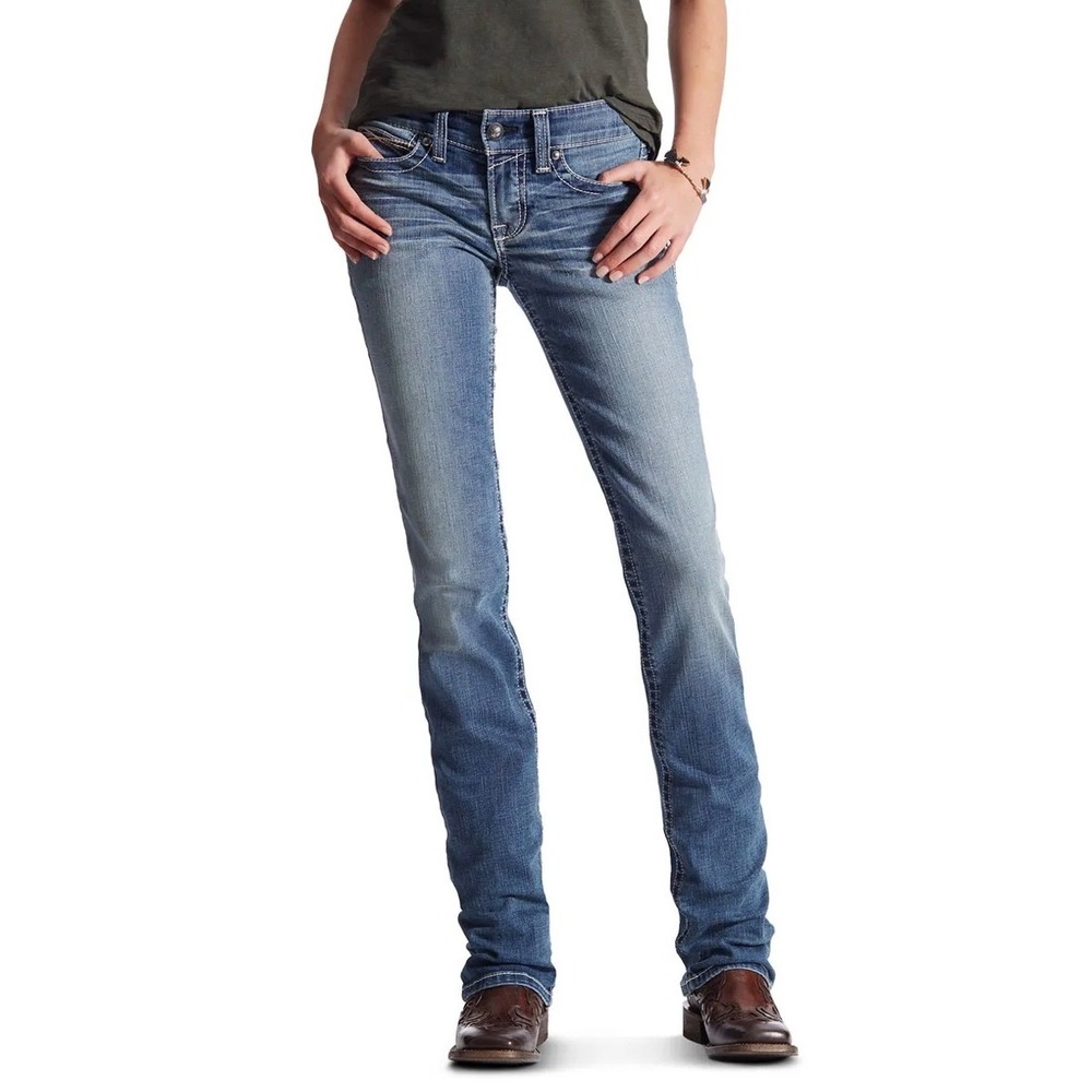 Ariat Womens REAL Denim Icon Mid Rise Straight Leg Jeans 29Rx33 Cowgirl Western